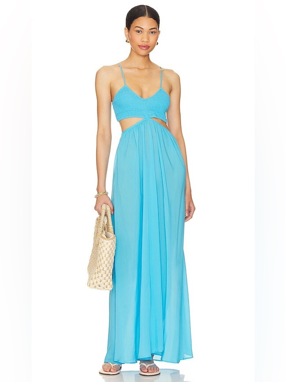 INDAH Innocence Cutaway Maxi Dress in Ocean Blue